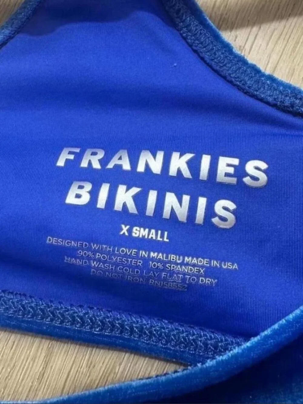Frankies Bikinis Velvet Royal Blue Scoop Neck Bikini Top